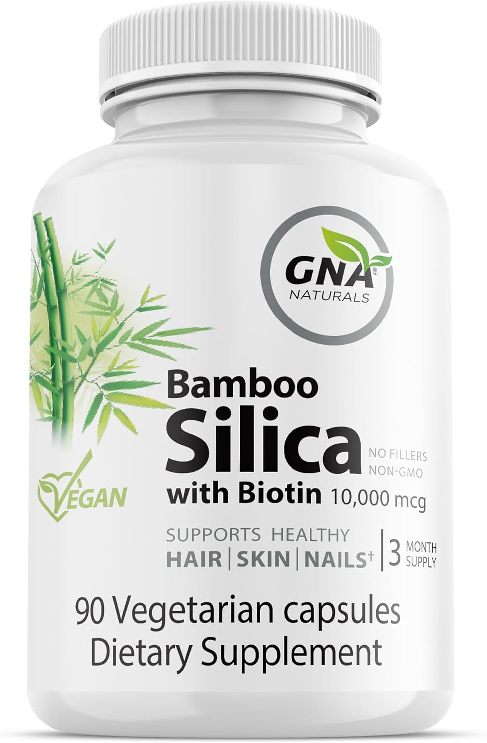 Bamboo Silica and Biotin Supplement for Hair, Skin, & Nails - 90 V-Caps - Joint & Hair Health Support - 10000mcg Biotin