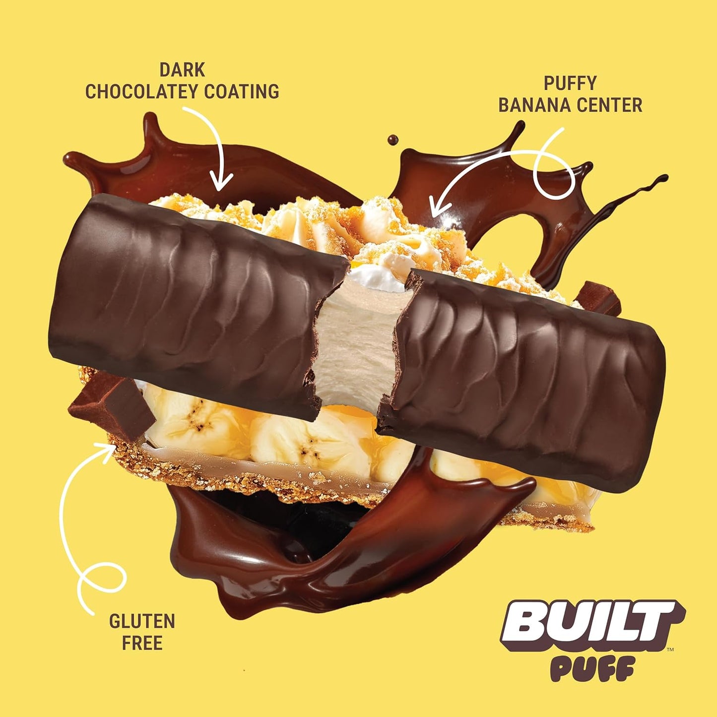 Banana Cream Pie Puff Protein Bars - 12 Bars, 17g Protein, Gluten Free & Low Sugar Built Bar Snacks