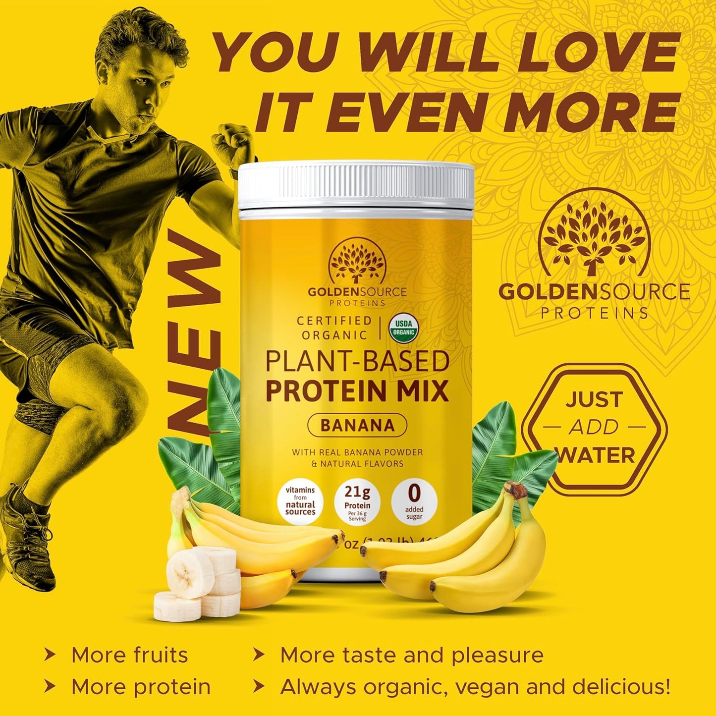 Banana Plant-Based Protein Powder with Vitamins & Minerals - 20g Protein & Complete Amino Acid Profile