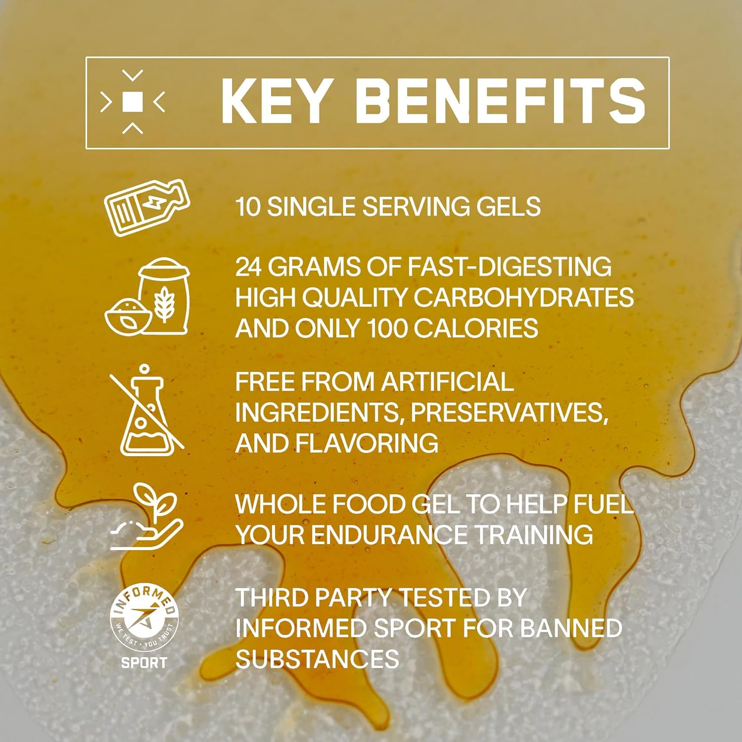 Bare Performance Nutrition BPN Go Gel Endurance Gel - 24g Carbs, 100 cals, Vegan & Gluten-Free, Mango Flavor - 10 Pack