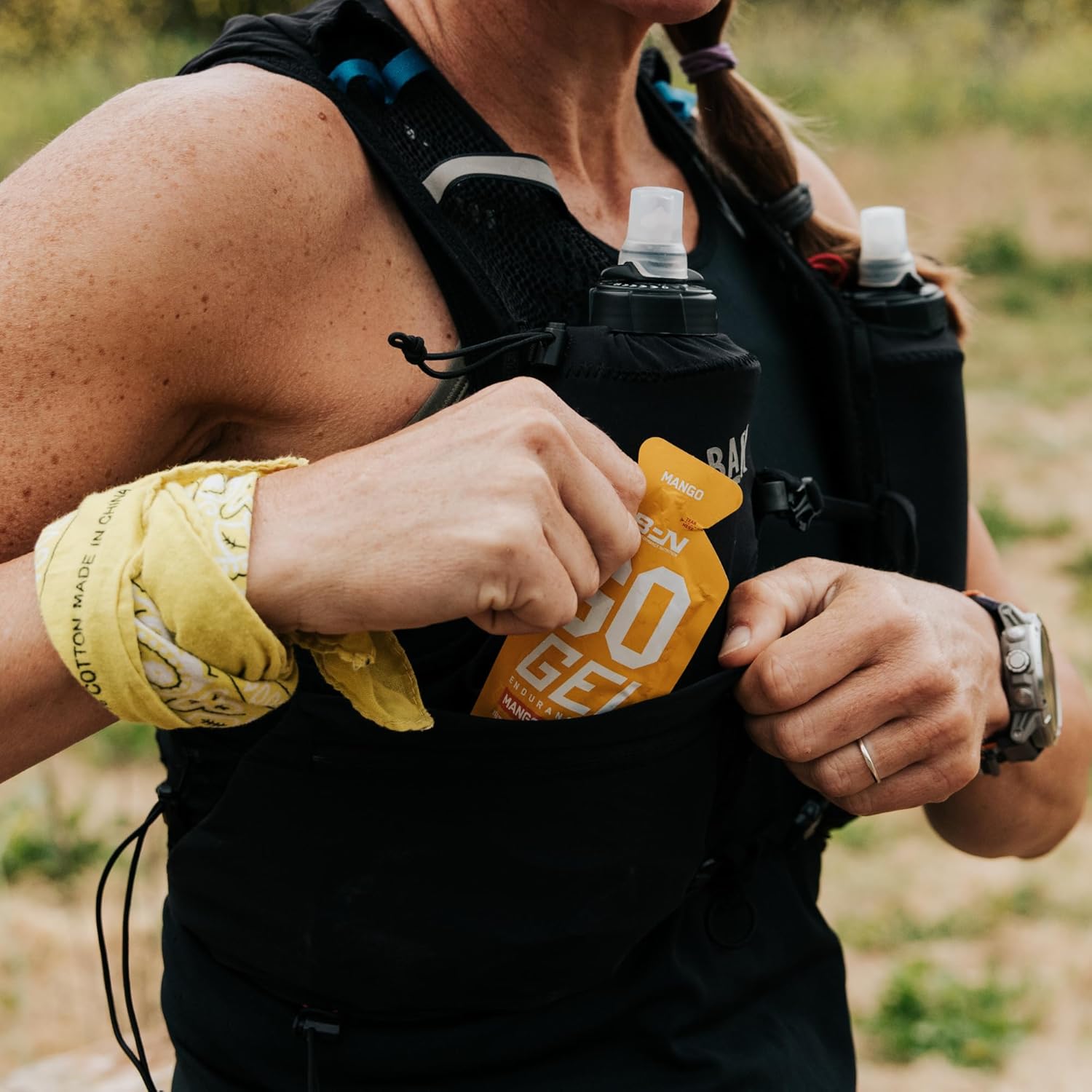 Bare Performance Nutrition BPN Go Gel Endurance Gel - 24g Carbs, 100 cals, Vegan & Gluten-Free, Mango Flavor - 10 Pack