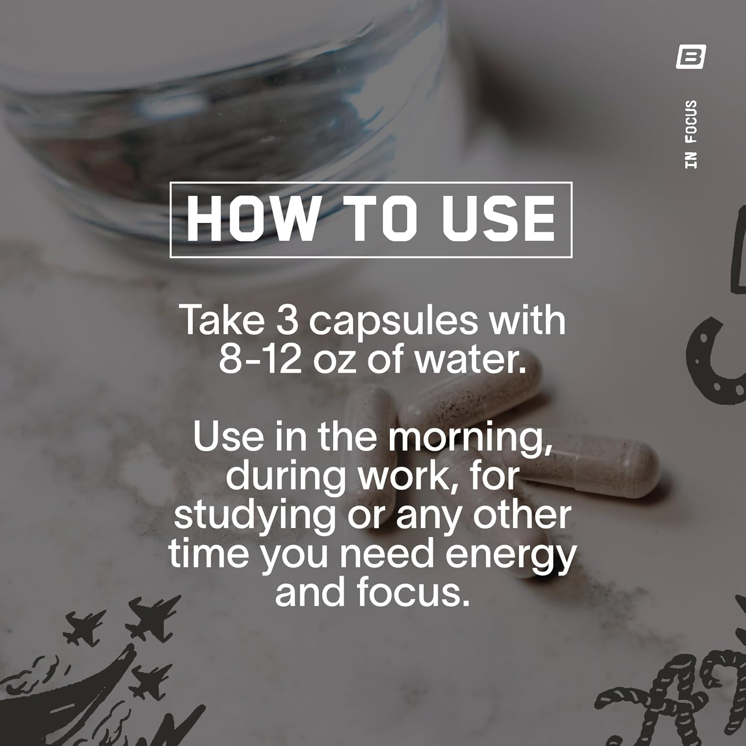 BARE PERFORMANCE NUTRITION BPN in-Focus Brain Supplement - Memory & Focus Caffeine Pills with L Tyrosine & Alpha GPC, 40 Servings, Gluten Free & Vegan