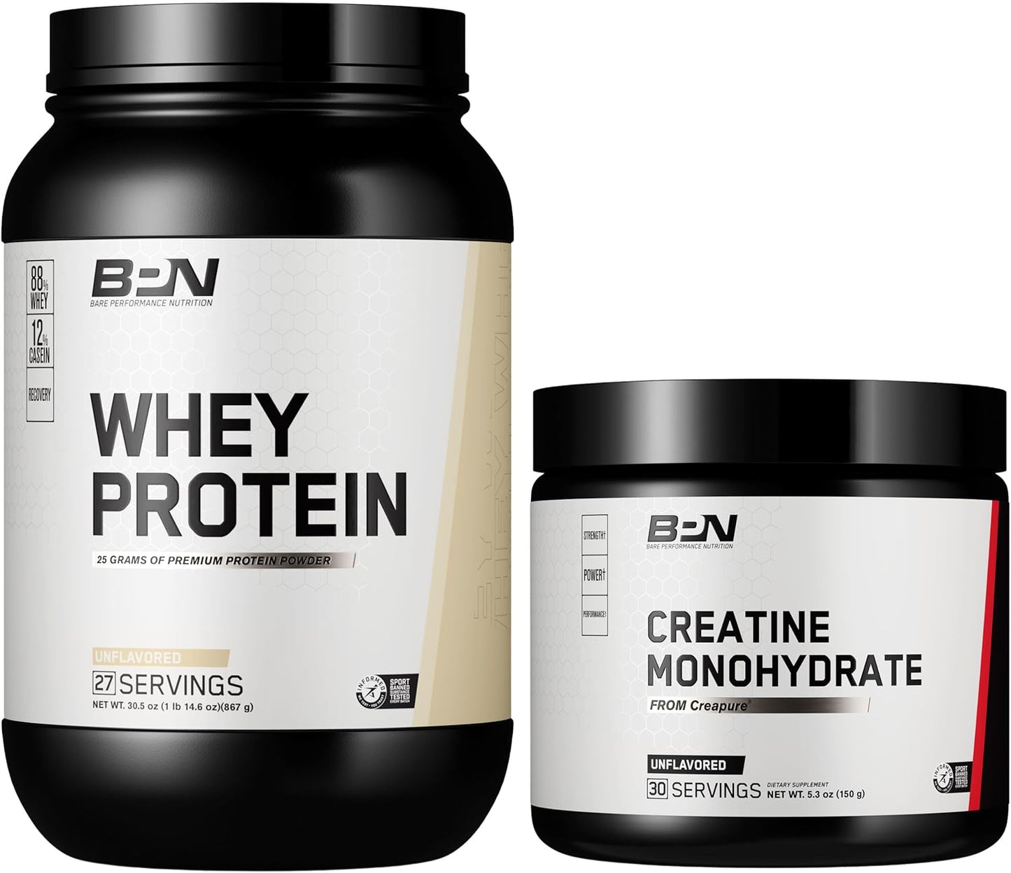 Bare Performance Nutrition BPN Unflavored Whey Protein with Creatine Bundle