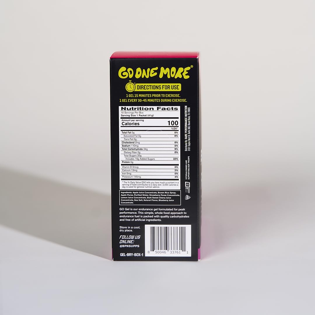 Bare Performance Nutrition Endurance Gel - 10 Pack of Vegan Mixed Berry Gels, 24g Carbs & 100 Calories per Pack, Gluten-Free
