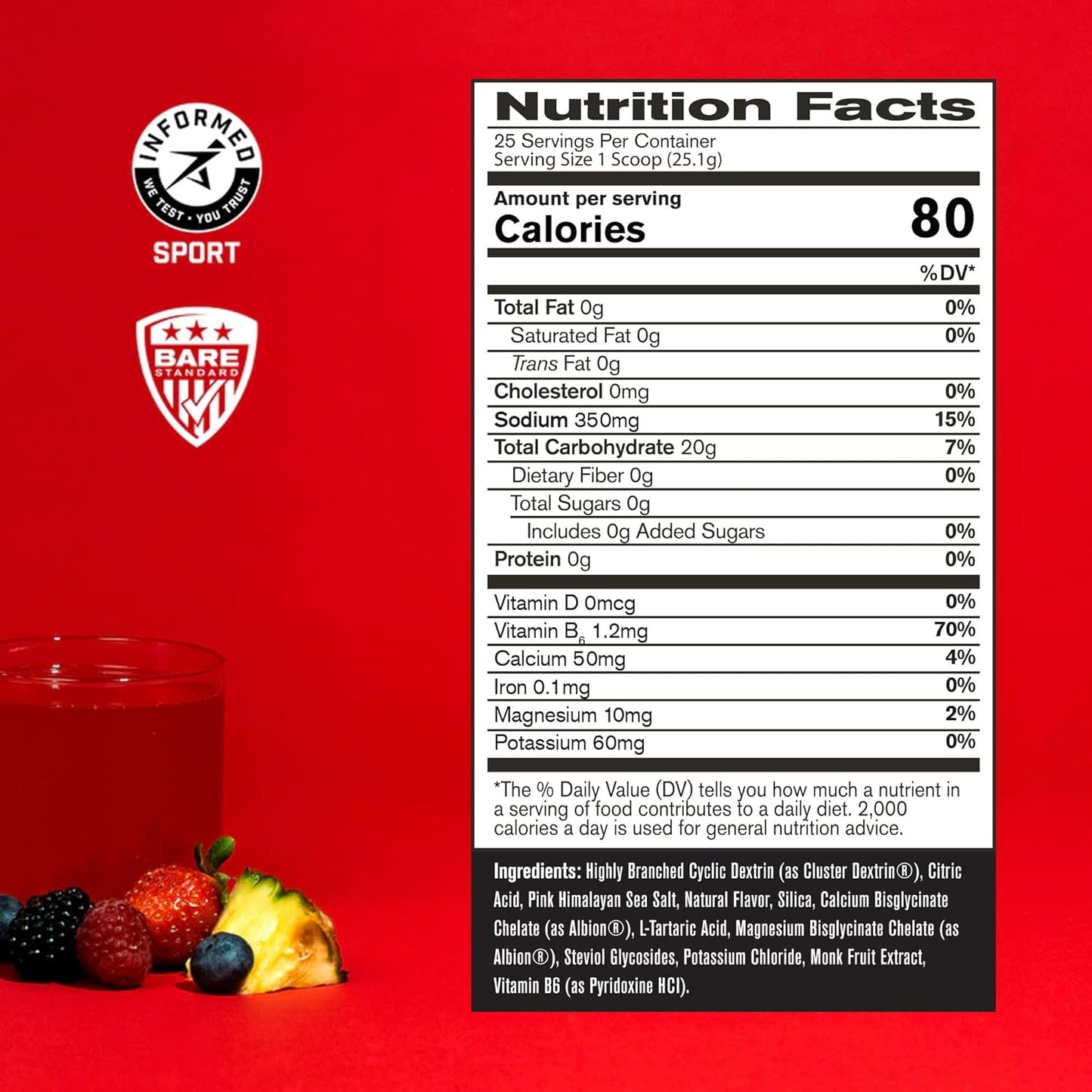 Bare Performance Nutrition G.1.M Fuel - Fruit Punch Flavored Endurance Training Formula with Superior Carbohydrates & Electrolytes, 25 Servings