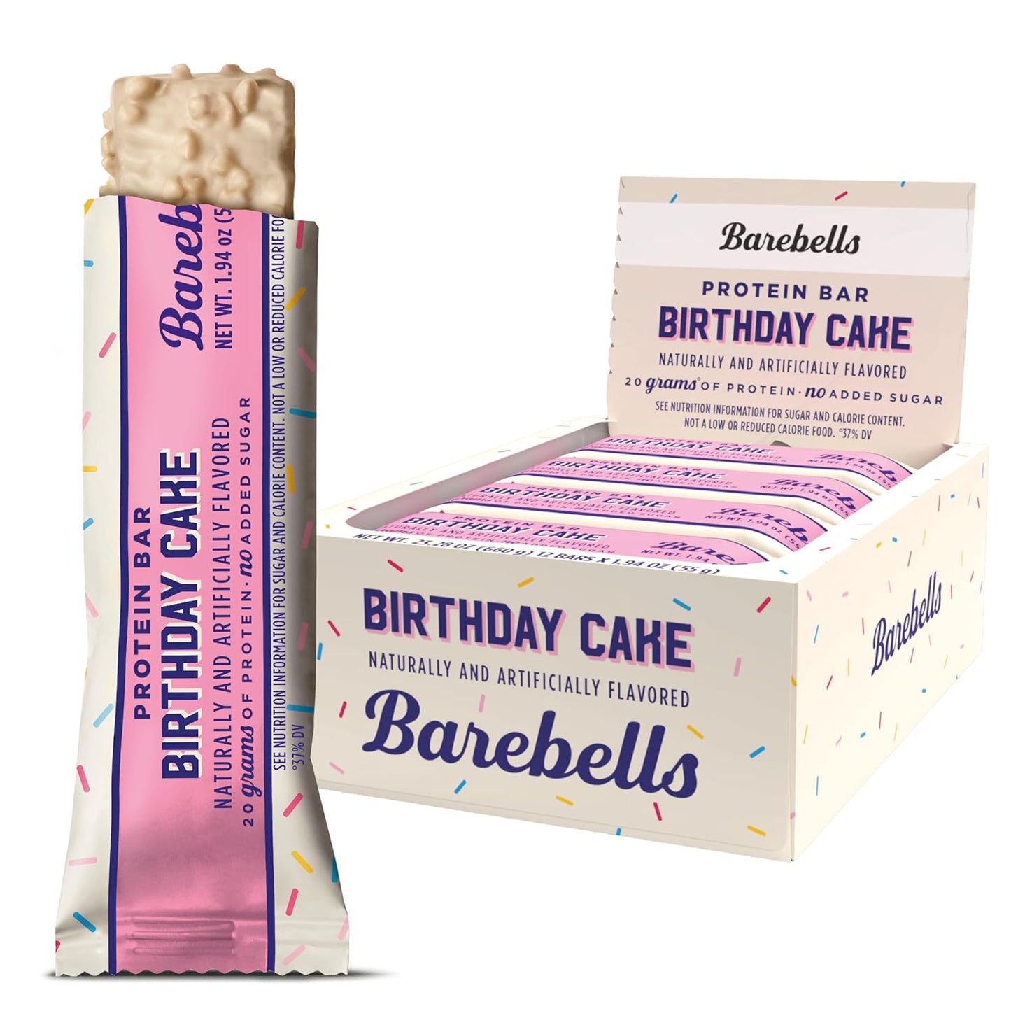 Barebells Birthday Cake Protein Bars - 12 Pack, 20g Protein Bars with 1g Sugar - Chocolate Nutrition Bar for Breakfast or Post-Workout