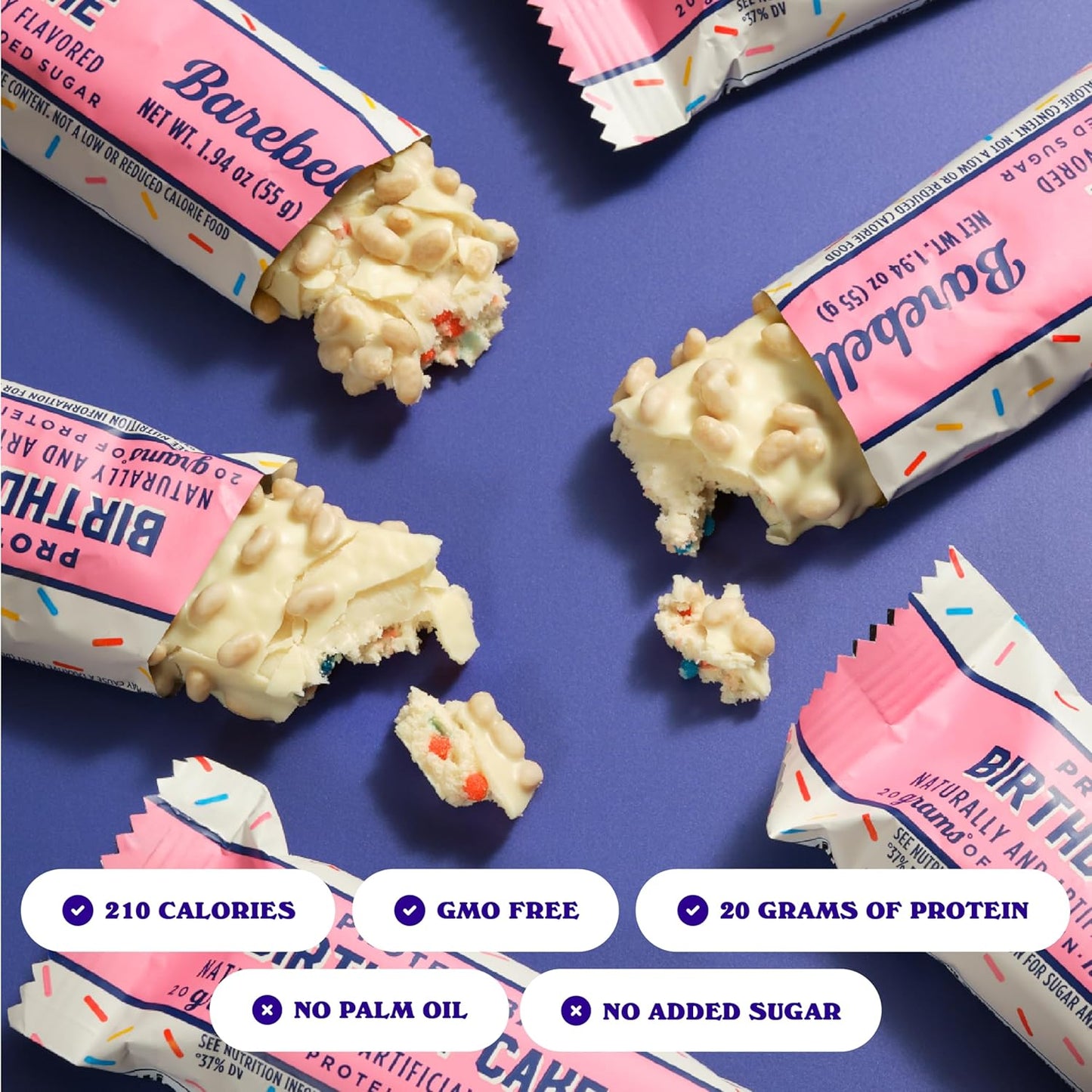 Barebells Birthday Cake Protein Bars - 12 Pack, 20g Protein Bars with 1g Sugar - Chocolate Nutrition Bar for Breakfast or Post-Workout