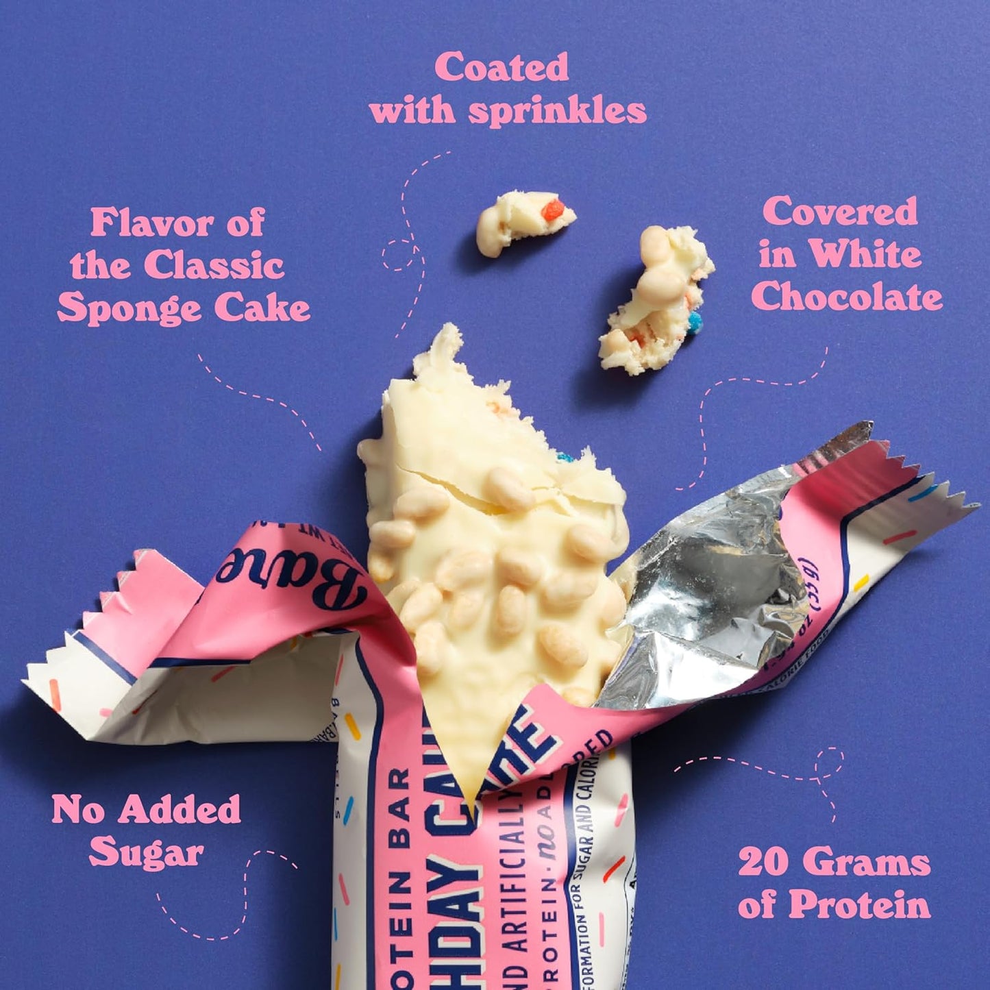 Barebells Birthday Cake Protein Bars - 12 Pack, 20g Protein Bars with 1g Sugar - Chocolate Nutrition Bar for Breakfast or Post-Workout