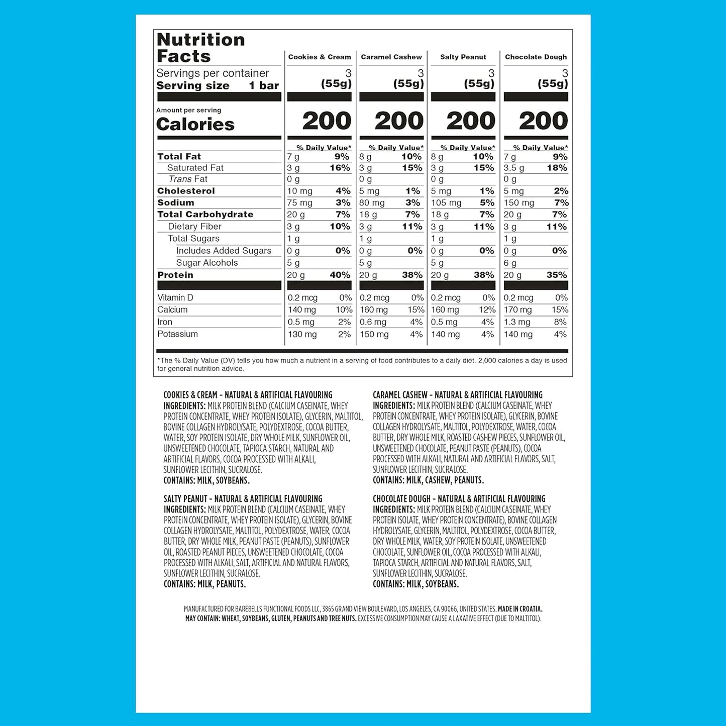Barebells Protein Bars Variety Pack - 24 Bars Total - 20g High Protein Snacks - Low Sugar Chocolate Bars - On-The-Go Breakfast & Snack Bars