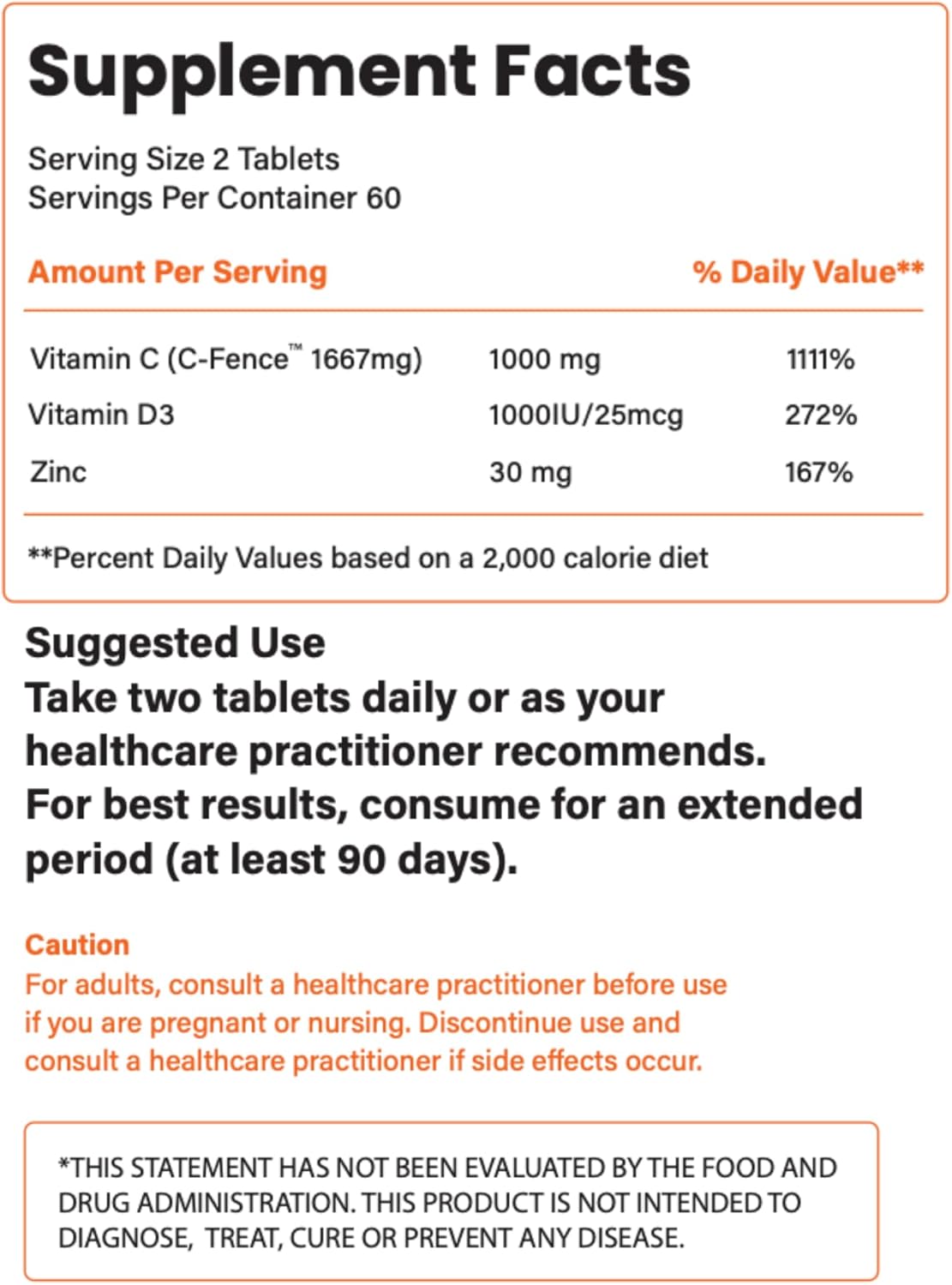 BareLabs Super C Time Release Supplement - Vitamin C 1000mg, D3 1000iu, Zinc 30mg - 24 Hour Immune Support - Healthy Skin, Hair, Nails - Non GMO - 120 Tablets