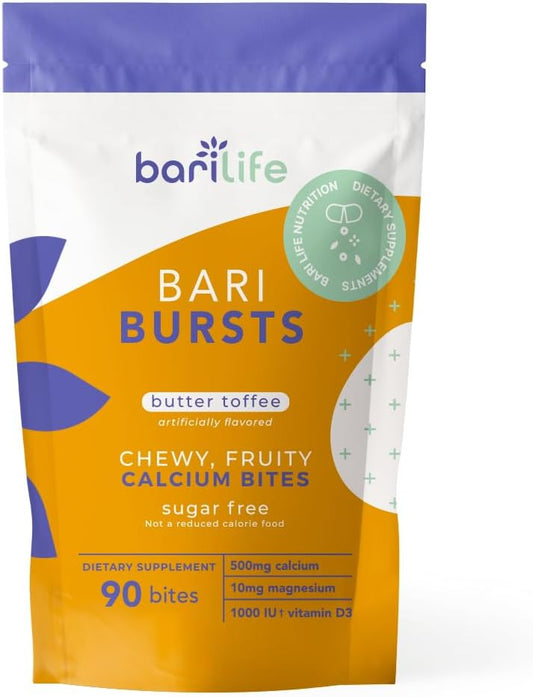 Bari Life BariBurst Calcium Citrate Chews with Vitamin D - Ideal for Bariatric Patients (Butter Toffee Flavor)