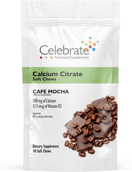 Bariatric 500mg Calcium Citrate Soft Chews with Vitamin D3 for Gastric Bypass - Cafe Mocha Flavor (90 Chews) - BoostGo Australia