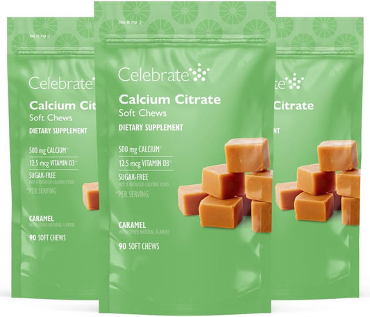 Bariatric 500mg Calcium Citrate Soft Chews with Vitamin D3 for Gastric Bypass - Sugar & Gluten Free, Caramel Flavor (270 Chews) - BoostGo Australia