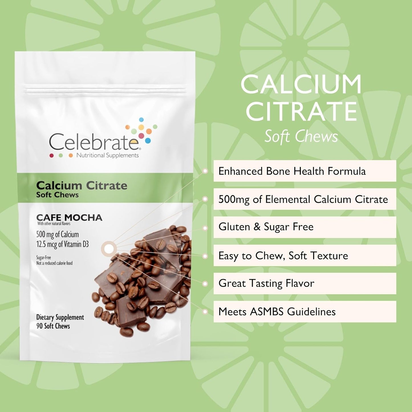 Bariatric 500mg Calcium Citrate Soft Chews with Vitamin D3 for Gastric Bypass - Cafe Mocha Flavor (90 Chews) - BoostGo Australia