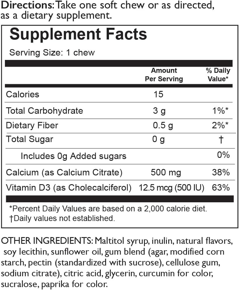 Bariatric 500mg Calcium Citrate Soft Chews with Vitamin D3 for Bone Health - 270 Lemon Chews, Sugar & Gluten Free - BoostGo Australia