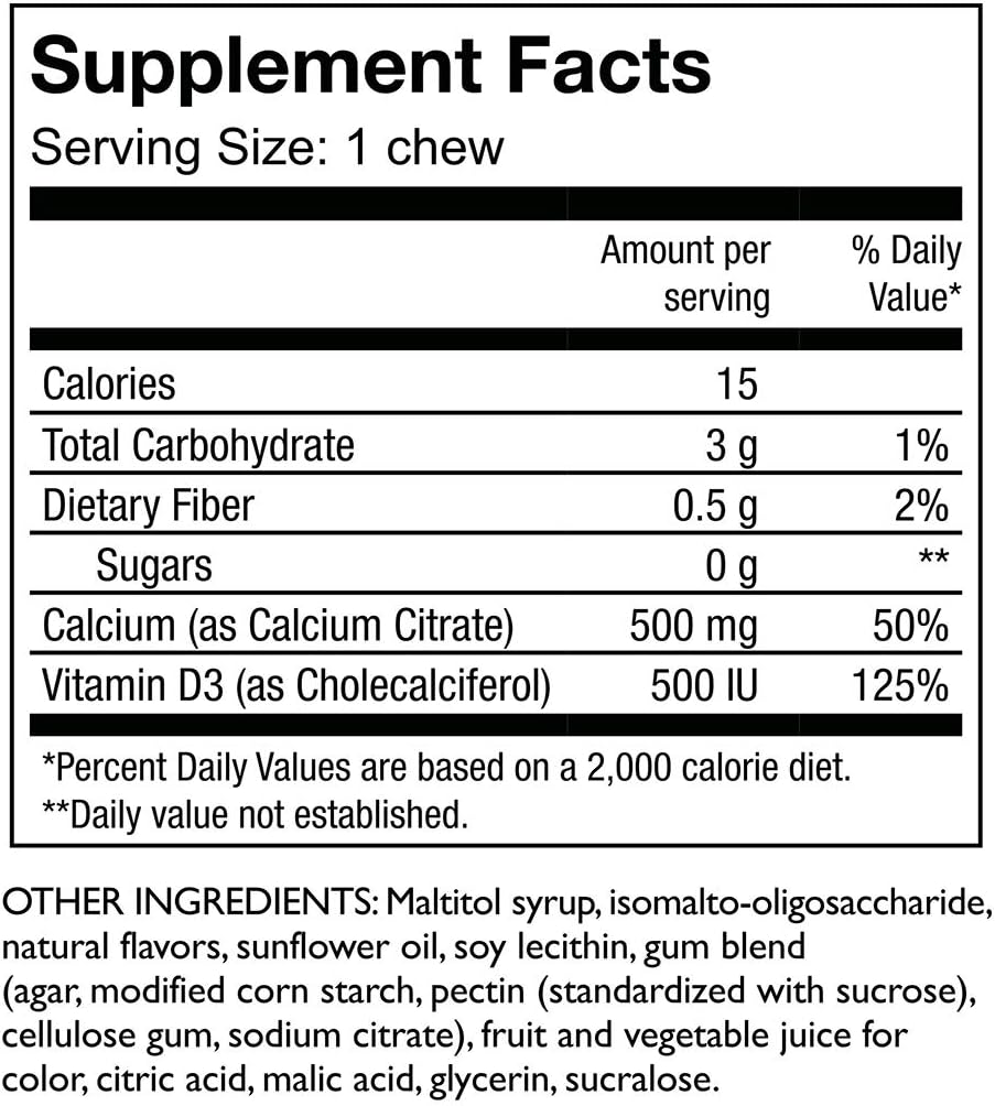 Bariatric 500mg Calcium Citrate Soft Chews with Vitamin D3 for Gastric Bypass - Strawberry Banana, 270 Chews