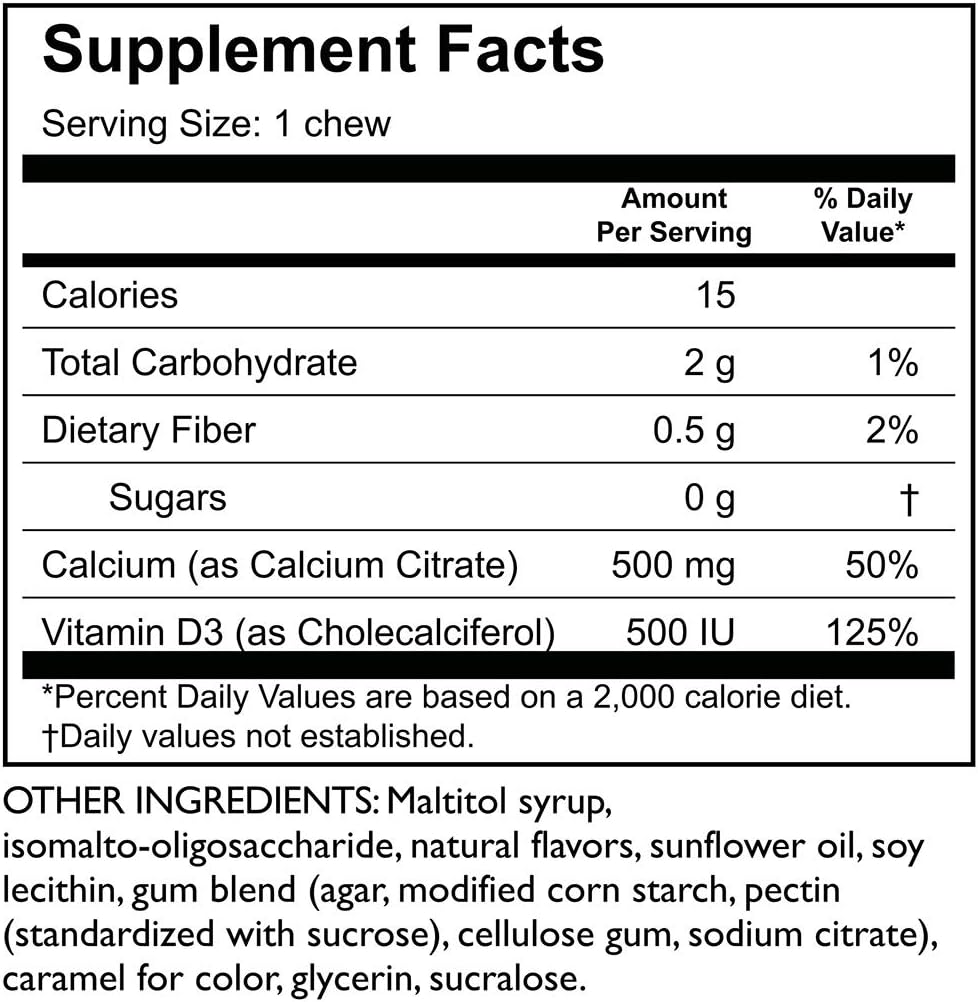 Bariatric 500mg Calcium Citrate Soft Chews with Vitamin D3 for Gastric Bypass - Sugar & Gluten Free, Caramel Flavor (270 Chews) - BoostGo Australia