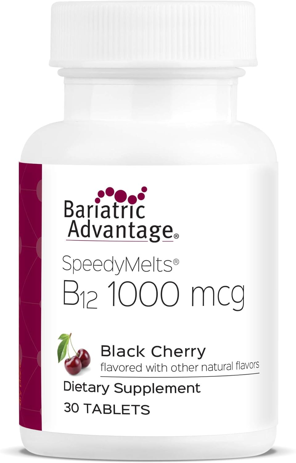 Bariatric Advantage B-12 Speedy Melts: Fast-Melting Vitamin B12 1000 mcg with Folic Acid - Black Cherry, 30 Count