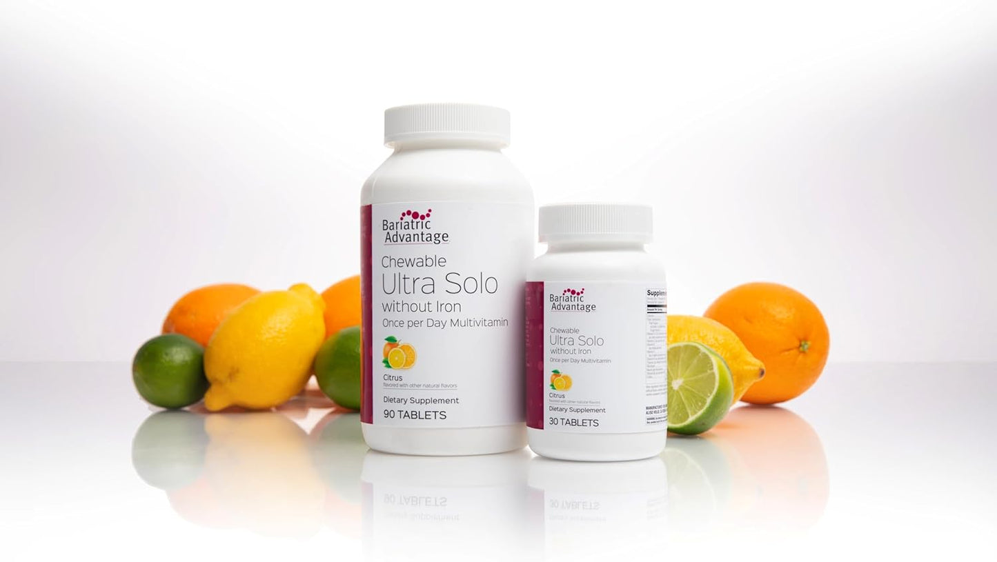Bariatric Advantage Chewable Citrus Tablets - Iron-Free Ultra Solo - 30 Count