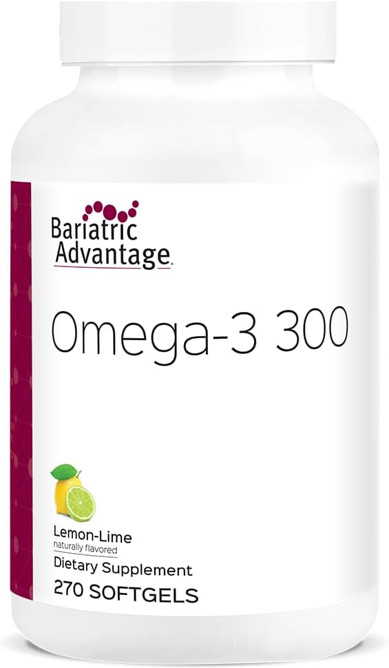 Bariatric Advantage Omega-3 Fish Oil Capsules 300 EPA DHA, Lemon Lime Flavor - 270 Softgels