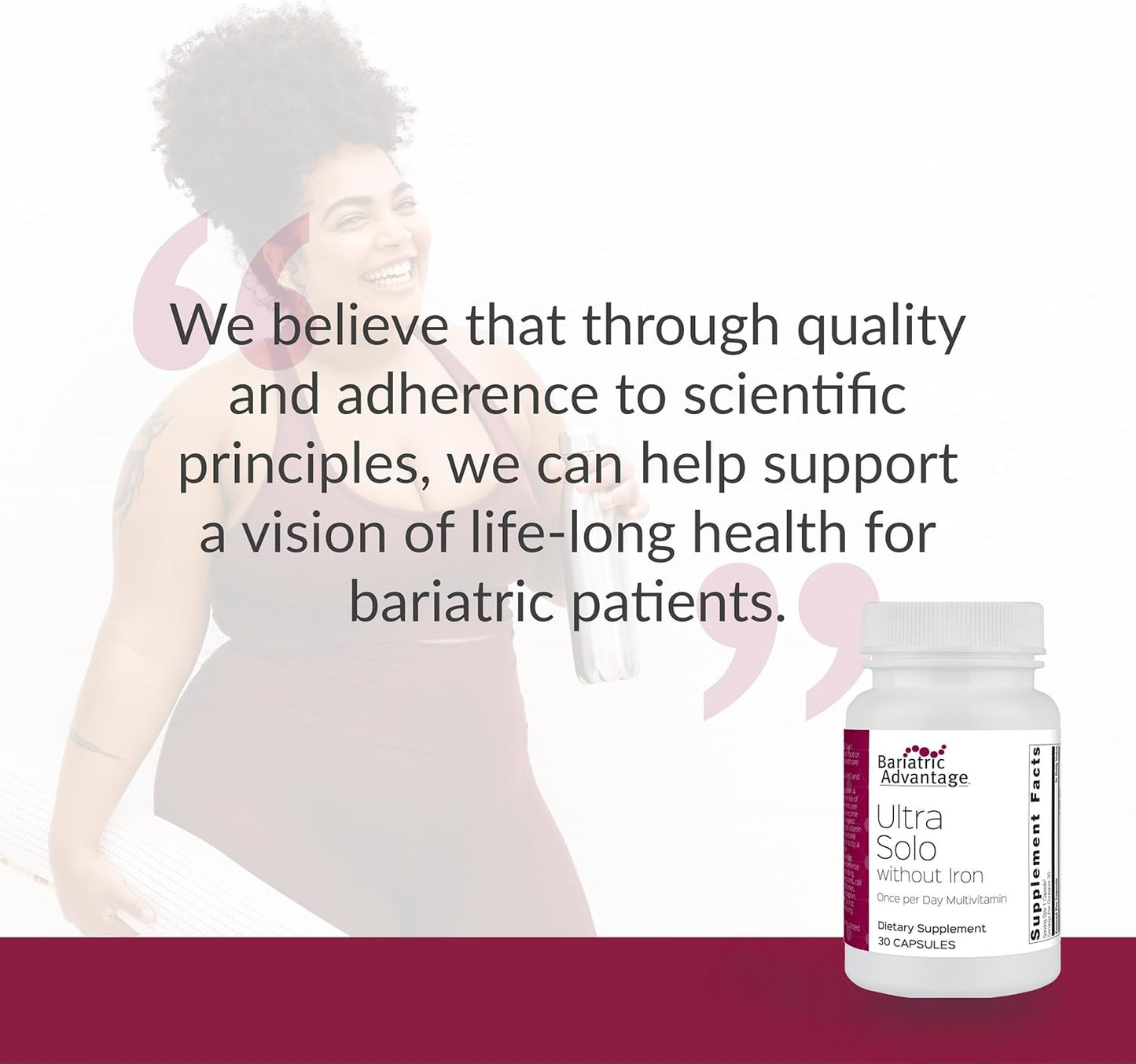 Bariatric Advantage Ultra Solo Multivitamin Without Iron - Daily Once-Per-Day Capsules for Bariatric Patients - Gluten Free with Thiamin & Vitamin A - 30 Count
