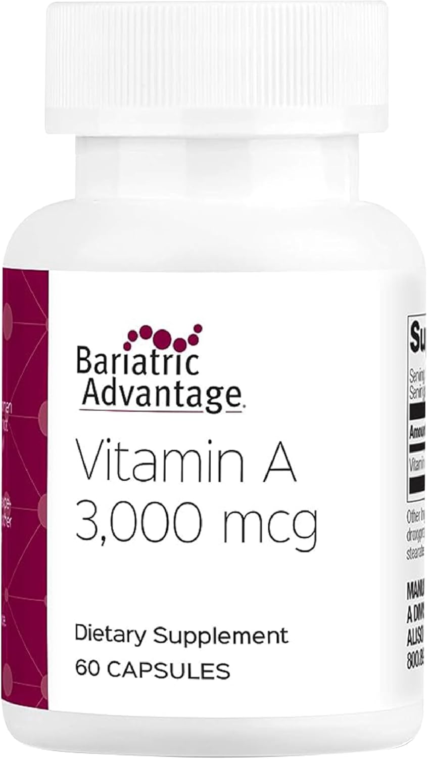 Bariatric Advantage Vitamin A 3,000 mcg Capsules for Eye Health Support - Easy to Digest - 60 Count