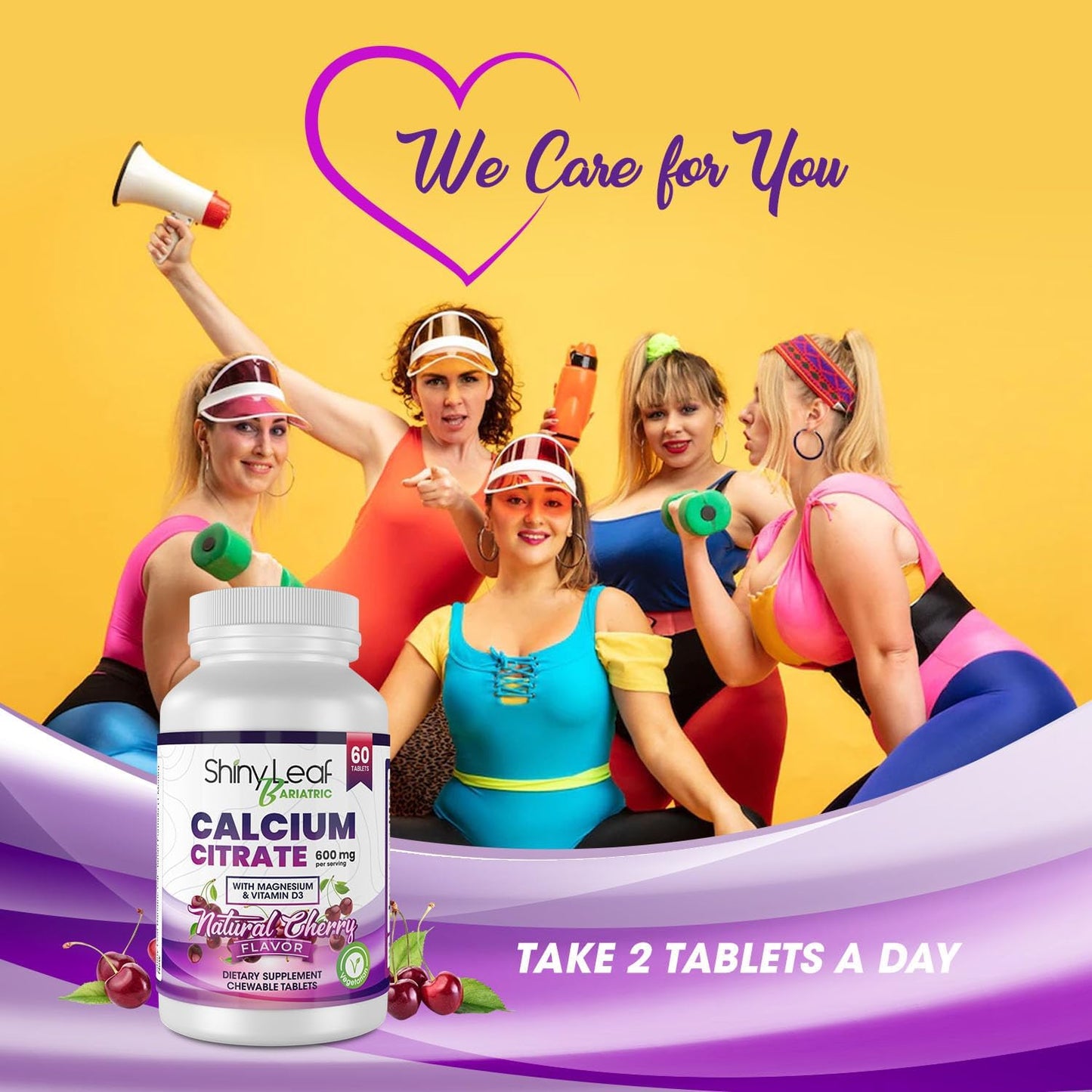 Bariatric Calcium Citrate Chewable Tablets 600mg - 120 Ct with Magnesium, Vitamin D3, Cherry Flavor - Vegetarian Formula for 2 Months