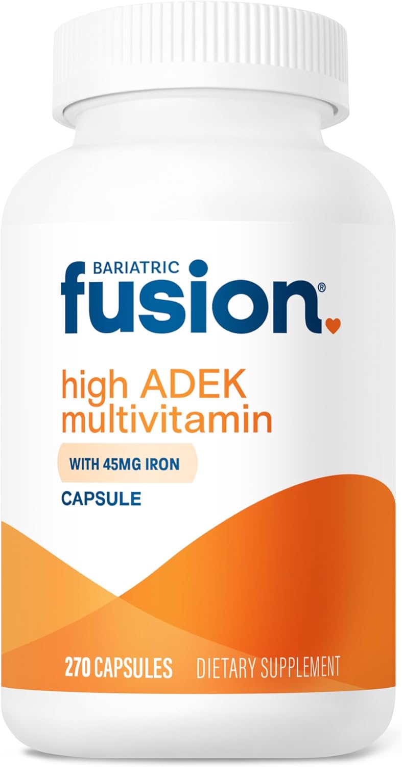 Bariatric Fusion High ADEK Multivitamin with Iron for Duodenal Switch | Easy-to-Swallow ADEK Vitamins | 270 Capsules - 3 Month Supply