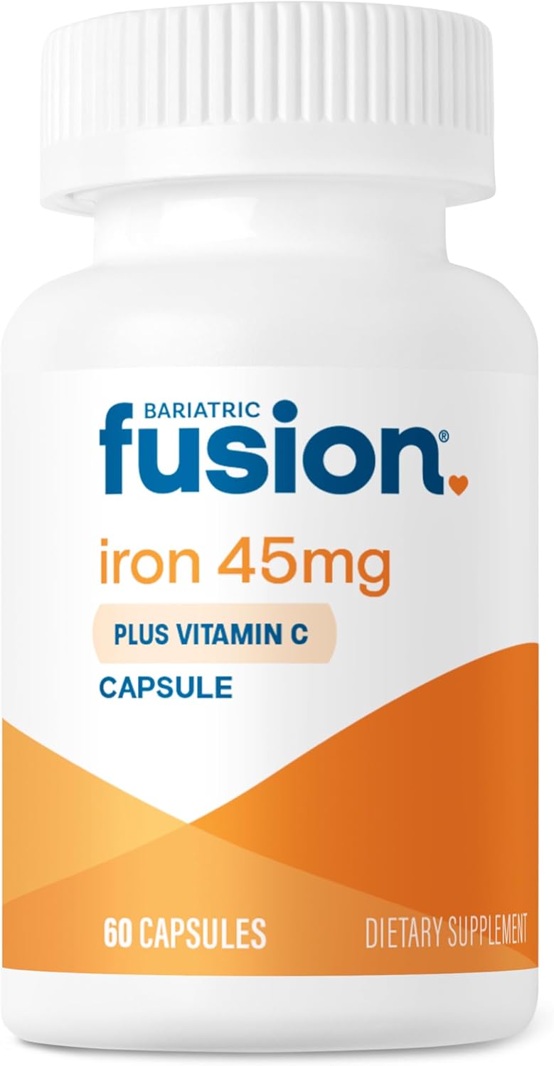 Bariatric Fusion Iron with Vitamin C | Daily Women and Men's Vitamin | Gluten, Dairy, Soy-Free | Non-GMO | 60 Count