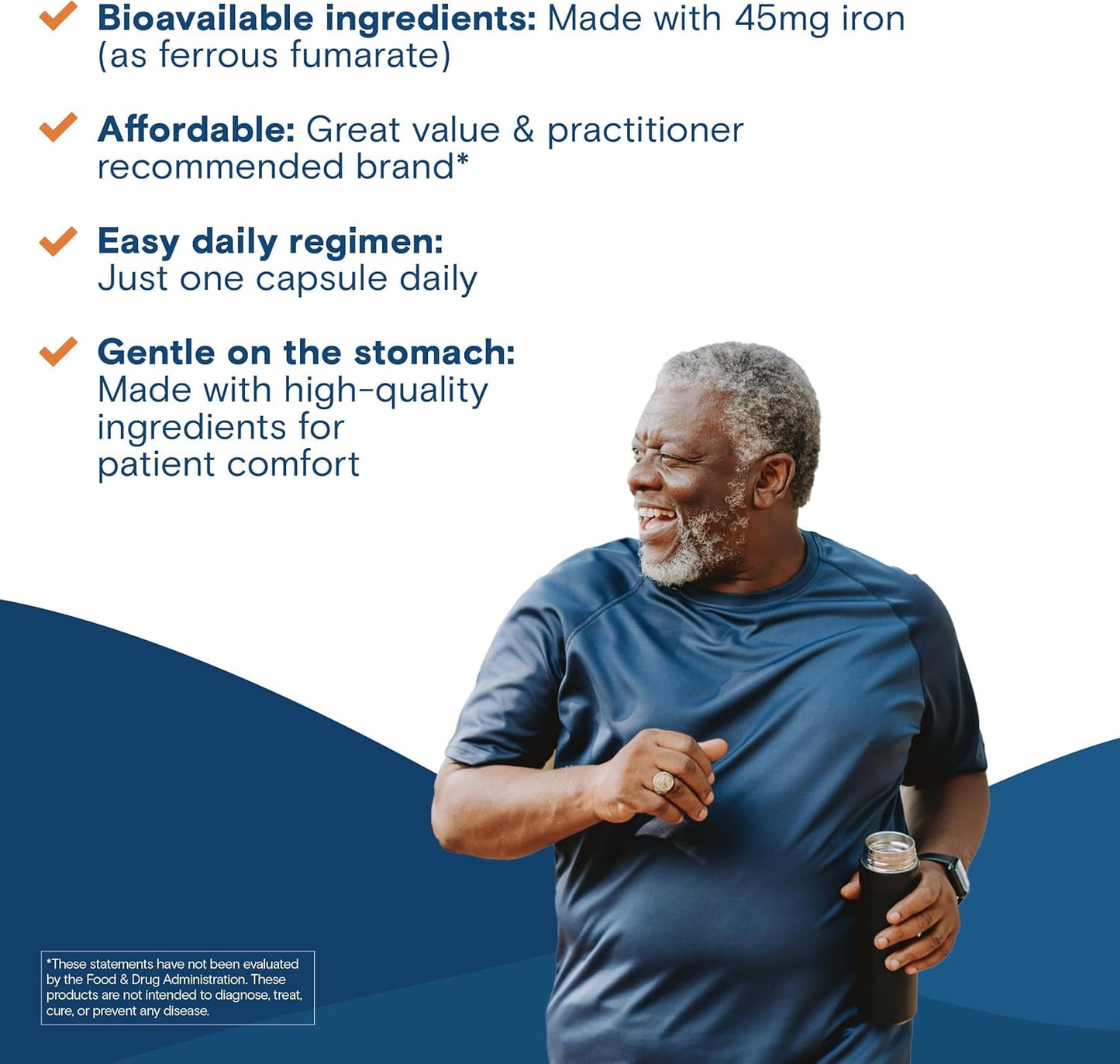 Bariatric Fusion Iron with Vitamin C | Daily Women and Men's Vitamin | Gluten, Dairy, Soy-Free | Non-GMO | 60 Count