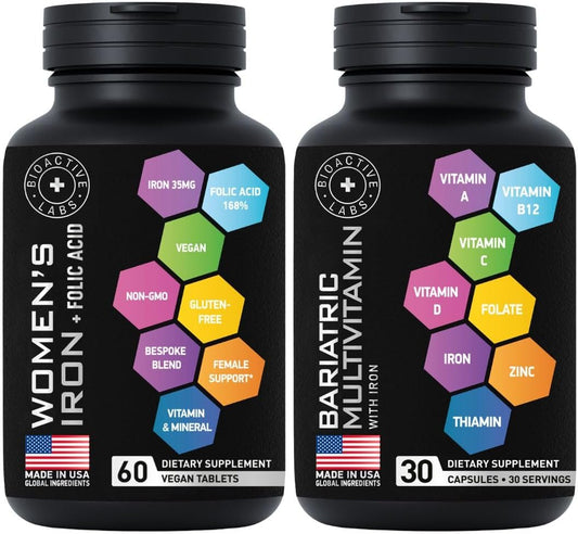Bariatric Multivitamin and Vegan Iron Bundle for Post Gastric Bypass by BIOACTIVE LABS