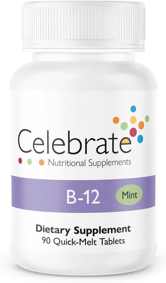 Bariatric Supplements: Celebrate Vitamins B-12 Quick Melt Tablets with Folic Acid - 90 Count (Mint)