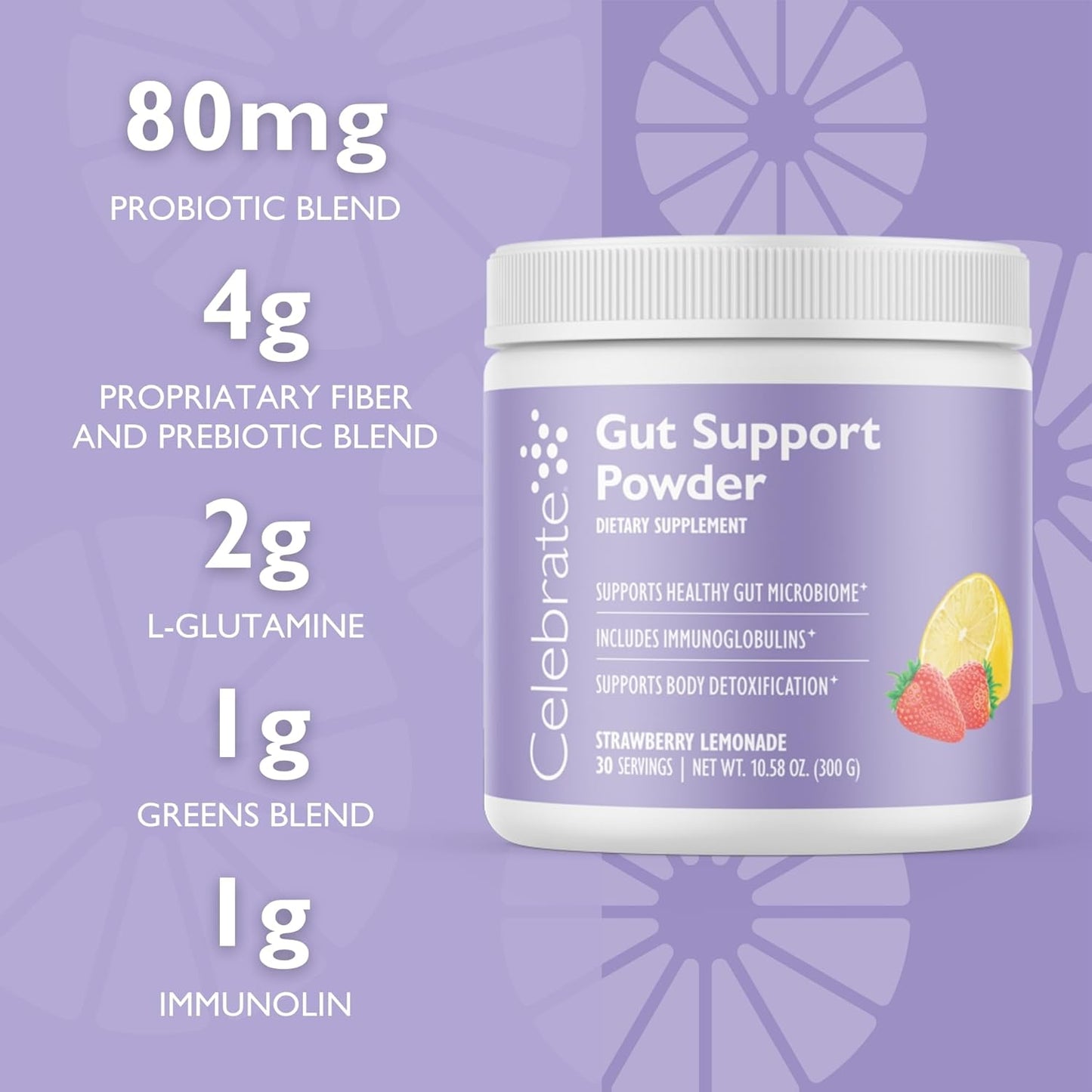 Bariatric Supplements Gut Support Powder - L-Glutamine, Probiotics, Prebiotics, Greens - Digestive Health, Immune Boost - Strawberry Lemonade, 30 Servings