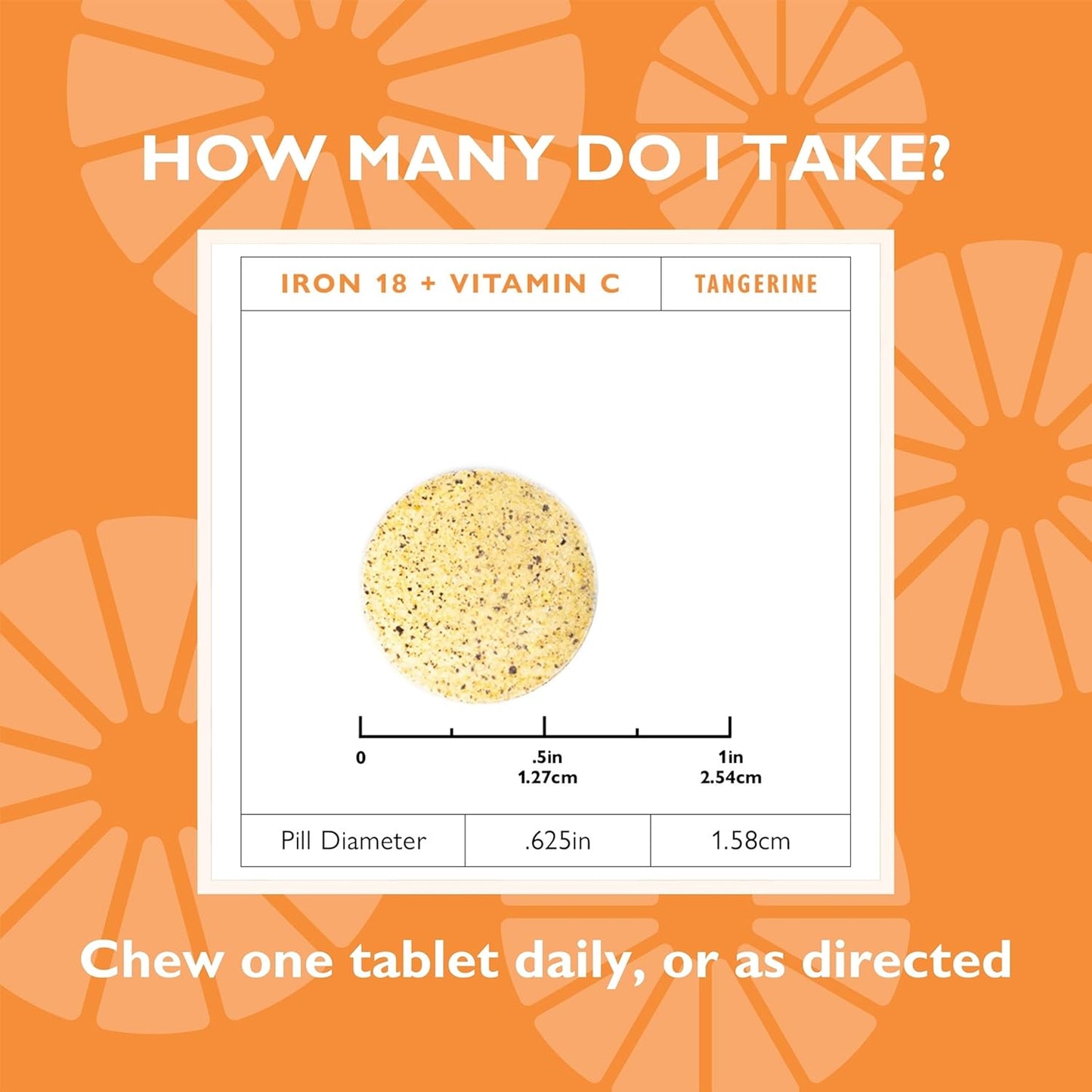 Bariatric Supplements Iron with Vitamin C - 18mg Iron, 36mg Vitamin C, Chewable Tablets for WLS Patients, Sleeve & Bypass Surgery - Tangerine, 90 Count