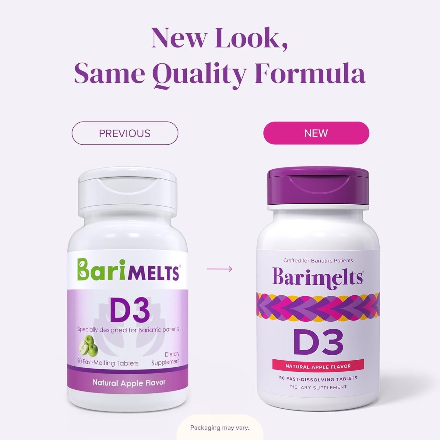 BariMelts Vitamin D3 5000 IU - 90 Fast-Dissolving Tablets (3-Month Supply) - Natural Apple Flavor Bariatric Vitamins for Women