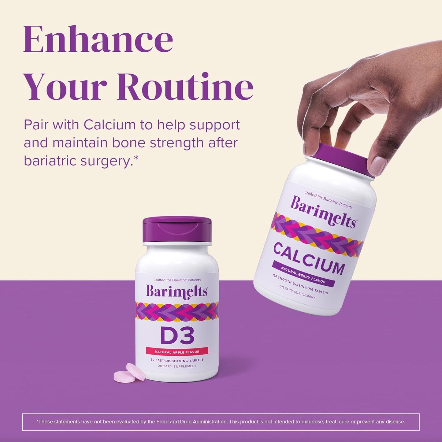 BariMelts Vitamin D3 5000 IU - 90 Fast-Dissolving Tablets (3-Month Supply) - Natural Apple Flavor Bariatric Vitamins for Women