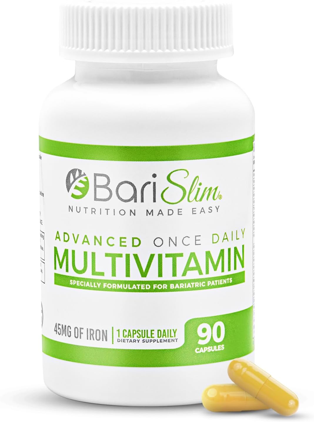 BariSlim Advanced Once Daily Bariatric Multivitamin Capsule with Iron - Post Surgery Vitamin for Gastric Bypass & Sleeve - 90 Day Supply - BoostGo Australia