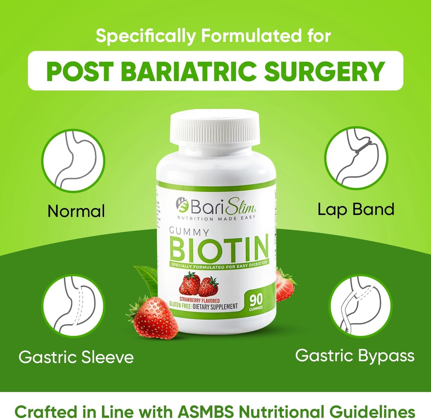 BariSlim Bariatric Vitamin Biotin Gummies - 90 Fruit Chews for Weight Loss Surgery Patients - Easy to Digest Fruit Flavors - BoostGo Australia