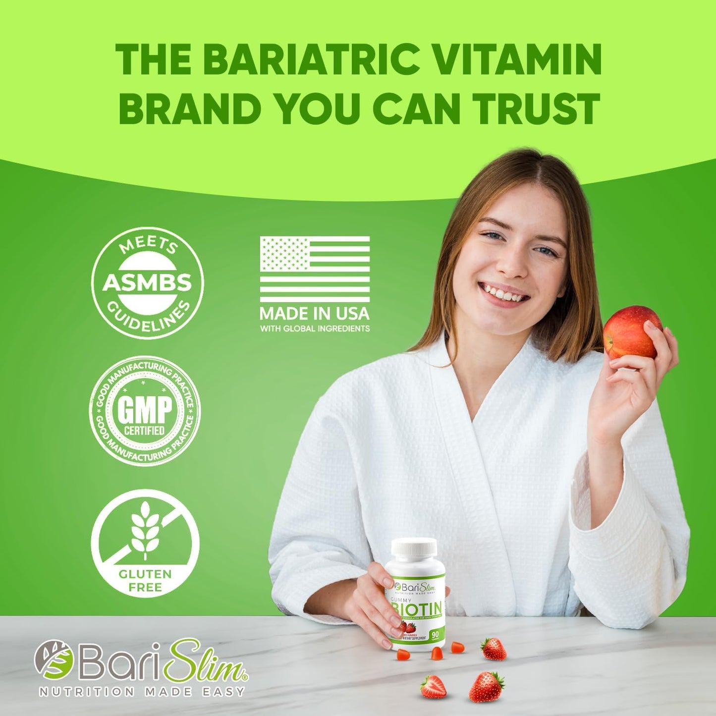 BariSlim Bariatric Vitamin Biotin Gummies - 90 Fruit Chews for Weight Loss Surgery Patients - Easy to Digest Fruit Flavors - BoostGo Australia