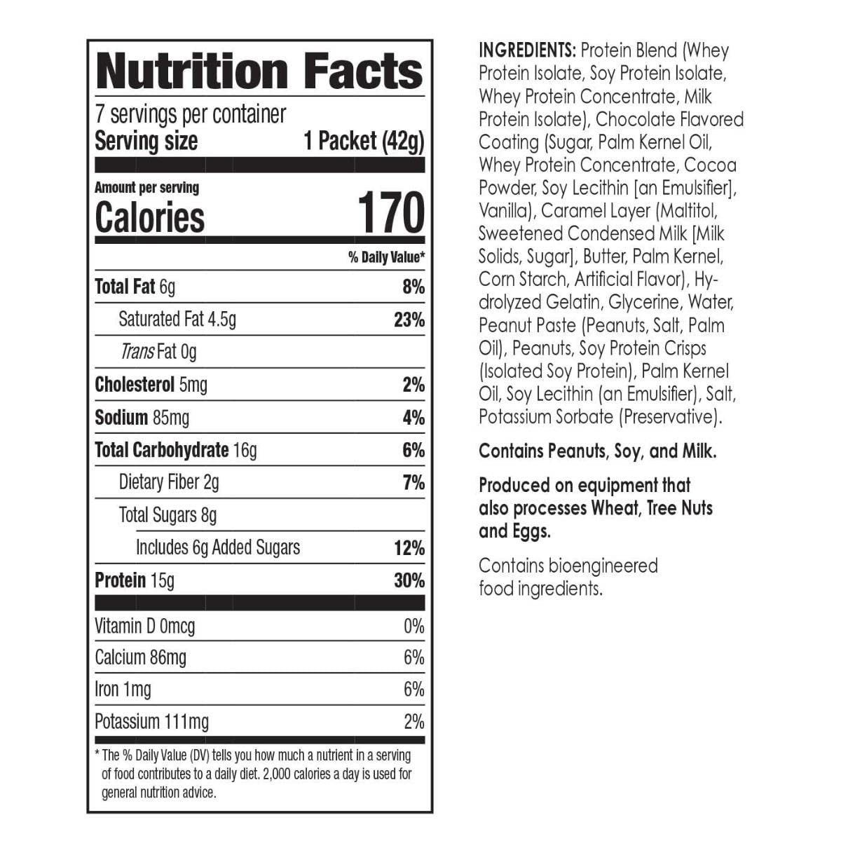 BariWise Caramel Crunch Protein Bar - 170 Calories, 15g Protein, Gluten Free (7ct)