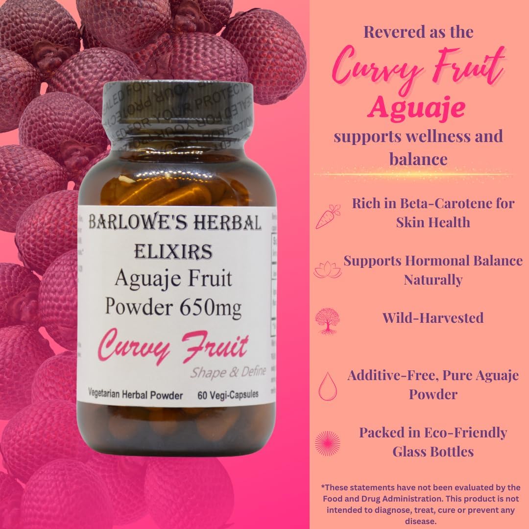 Barlowe's Herbal Elixirs Aguaje Capsules - Natural Curves Enhancer for Breast & Butt Enhancement