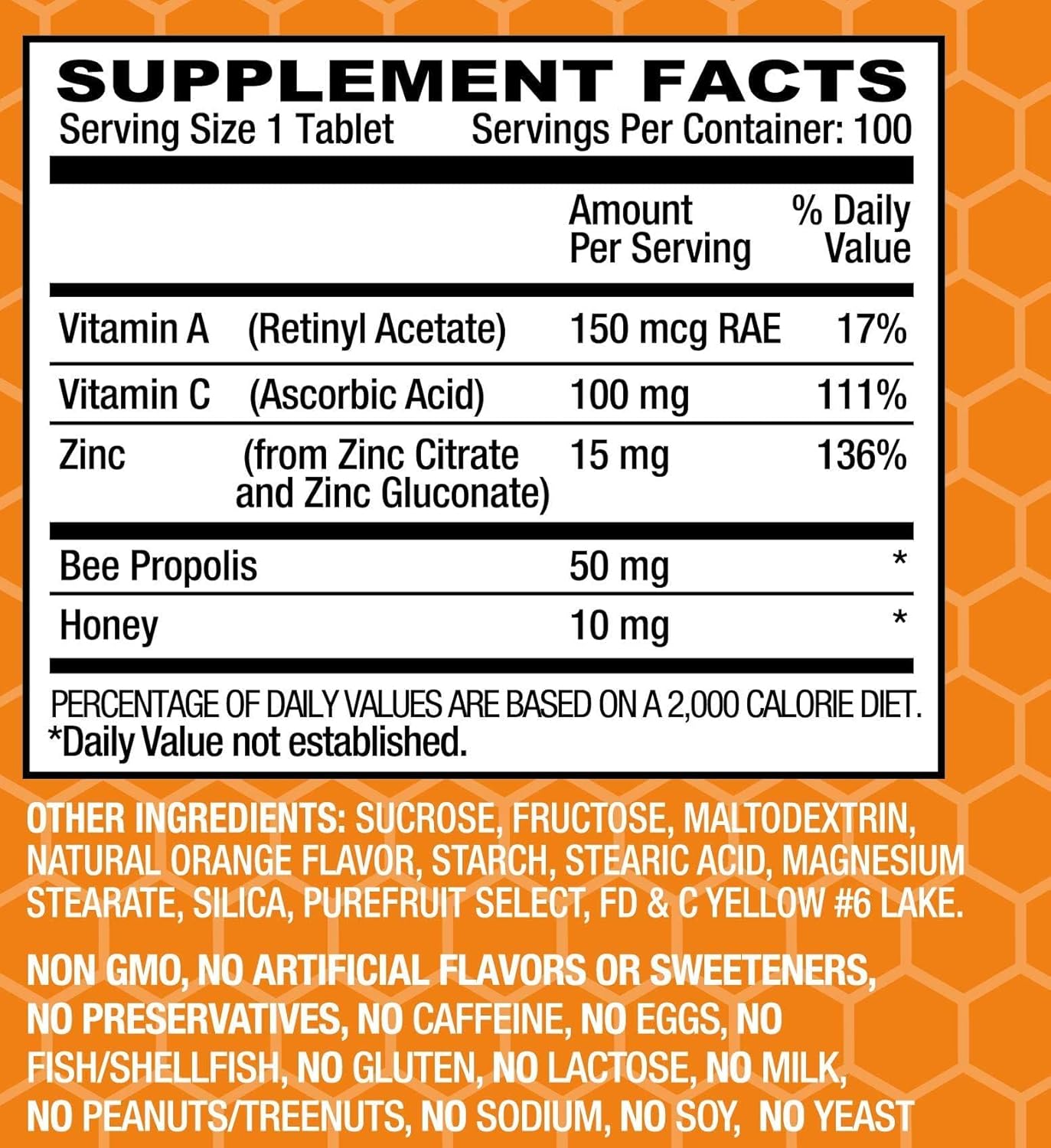 Basic Organics Basic Brands Zinc Lozenges - 100 Count, Orange Flavor - Immune Support Supplement for Cold Relief