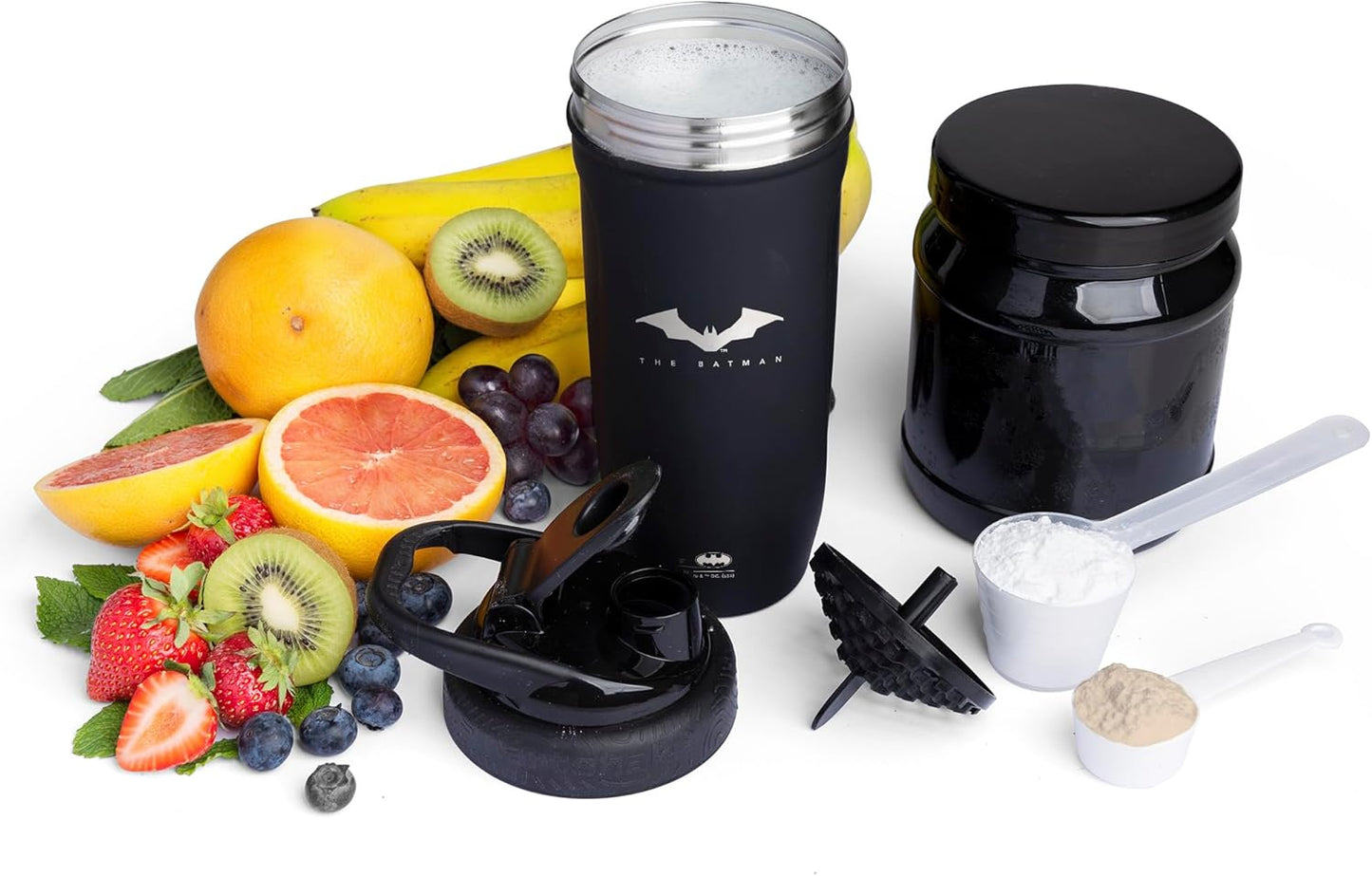 Batman Smartshake Justice League 900ml Shaker Bottle - Stainless Steel DC Comics Water Bottle - Gifts for Men