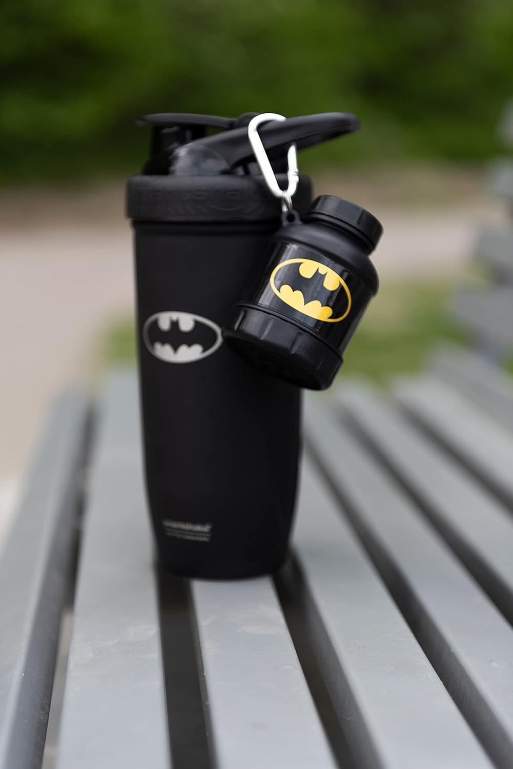Batman Smartshake Whey2Go Protein Powder Container - 50g Capacity, BPA-Free Shaker Bottle with Funnel for Protein Shakes - 110ml, DC Comics Batman Gift for Men