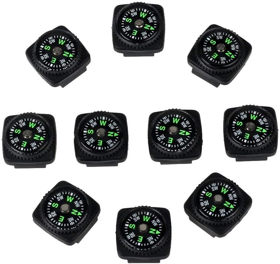 bayite 4" Ferro Rod Kit with Striker and 10 Pack Button Compass - Fire Starter for Survival Gear