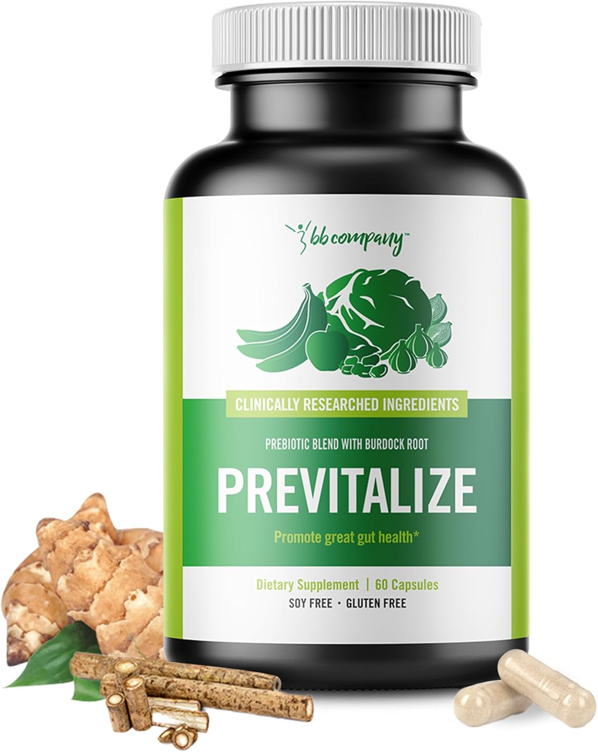 BB Company Previtalize: Women's Prebiotic Fiber for Gut & Digestive Health, 60 Ct Pack, Complement to Probiotics & Provitalize