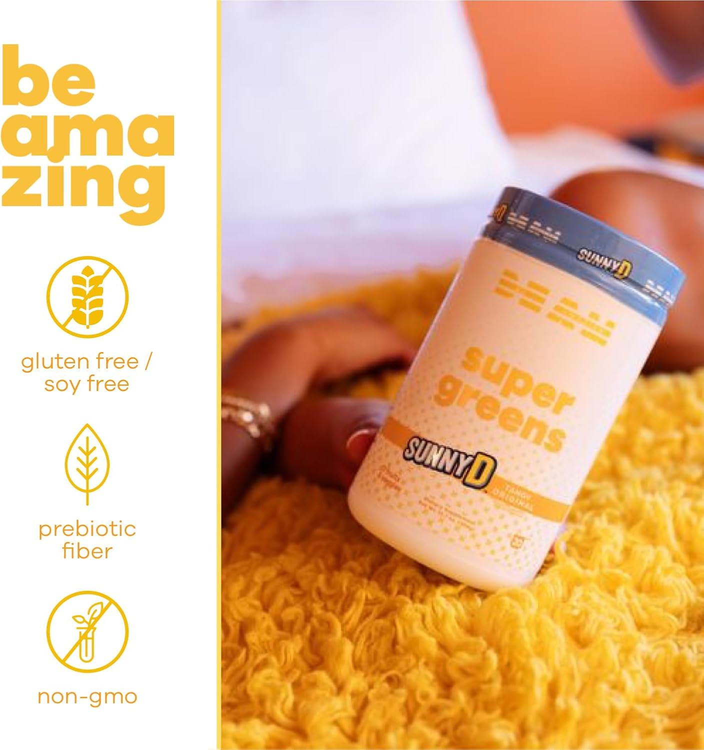 BEAM Be Amazing Super Greens Powder: Energy Boost with Prebiotics & Antioxidants - Gluten-Free Juice Mix, 25 Servings