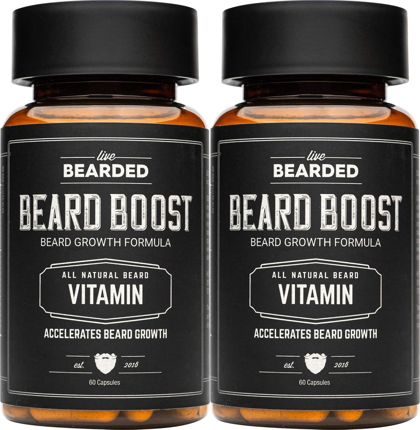 Beard Boost Hair Growth Multivitamins with Biotin, Vitamins C, E, and Zinc - USA Made - 60-Day Supply for Thick, Strong Beards