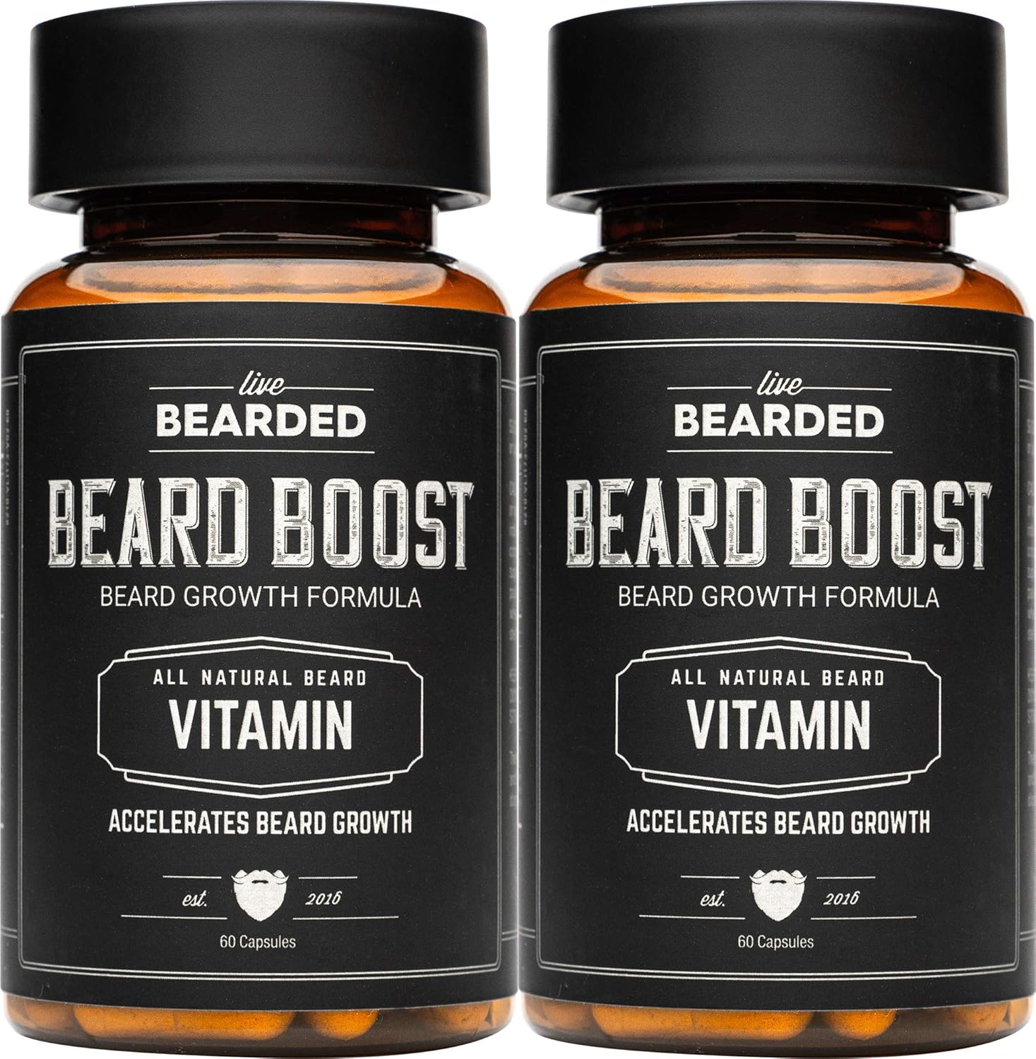 Beard Boost Hair Growth Multivitamins with Biotin, Vitamins C, E, and Zinc - USA Made - 60-Day Supply for Thick, Strong Beards