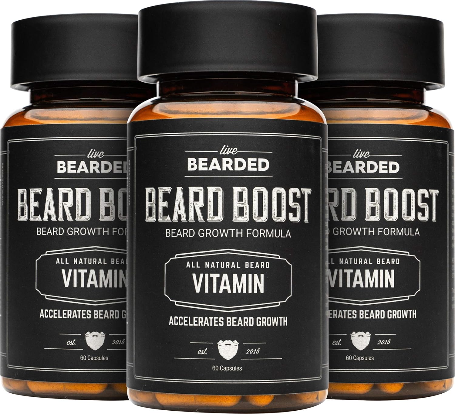 Beard Boost Hair Growth Multivitamins with Biotin 10,000mcg, Vitamins C, E, and Zinc | USA Made - 90-Day Supply for Thick, Strong Beards